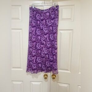 Vintage  Ann Taylor Purple Paisley Lined Fairy Artsy Bias Cut Silk Skirt Size 14